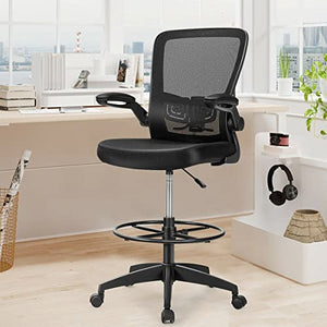inBEKEA Drafting Chair Tall Office Chair Adjustable Height w/Lumbar Support Flip Up Arms