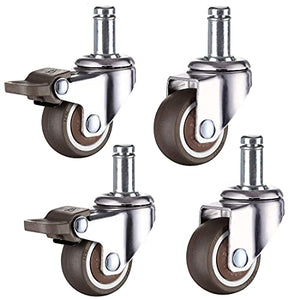 IkiCk Swivel Caster Wheels with Brake 50mm/2in - TPE Rubber - Standard Stem 11x22mm