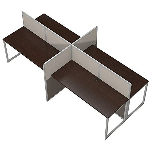 Bush Business Furniture Easy Office 60W 4 Person Straight Desk Open Office in Mocha Cherry