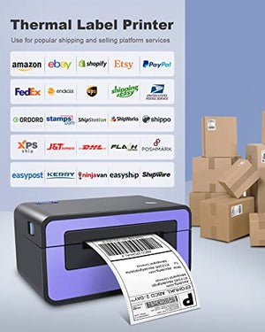 POLONO Label Printer - 150mm/s 4x6 Thermal Label Printer, Commercial Direct Thermal Label Maker, Compatible with Amazon, Ebay, Etsy, Shopify, FedEx, Support Windows and Mac (Purple, Gray)