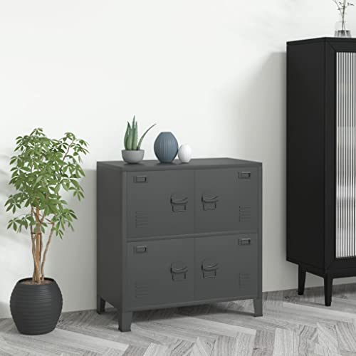 vidaXL Industrial Style Anthracite Steel File Cabinet Sideboard Storage Chest