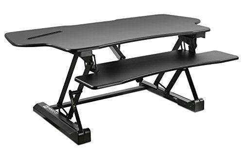 Mount-It! Electric Standing Desk Converter, 48 Inch Extra Wide Motorized Sit Stand Desk with Built in USB Port, Ergonomic Height Adjustable Workstation, Black (MI-7962)