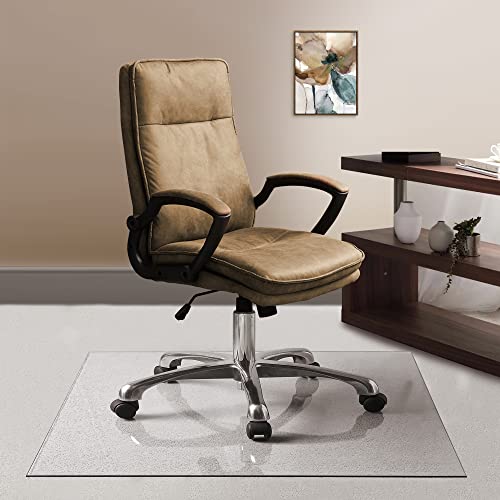 Fab Glass and Mirror 60"x60" Tempered Glass Chair Mat | 1/4" Thick Clear Mat | Protects Floors & Carpets