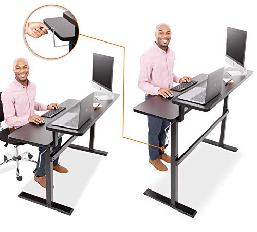 Stand Steady Tranzendesk | 47 Inch Dual Level Standing Desk | Easy Crank Height Adjustable Sit to Stand Desk | Stand Up Workstation with Monitor Riser | Great for Home & Office (47/Black)