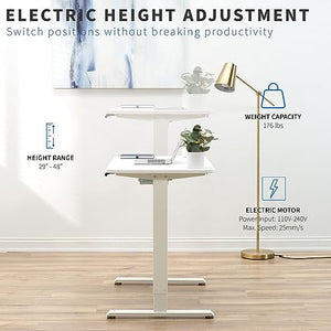 Generic Electric Height Adjustable Standing Desk 40" x 24" White - Home Office Computer Table