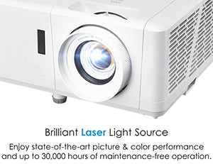 Optoma Laser Home Theater Projector with HDR | 4K Input | 4000 Lumens | Lamp-Free 30,000 Hours | 1.3X Zoom | Quiet 32dB | Crestron Compatible, White