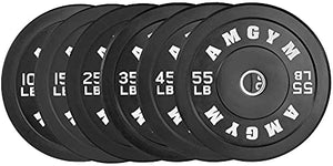 AMGYM LB Bumper Plates Olympic Weight Plates, Bumper Weight Plates, Steel Insert, Strength Training(260LB Set)