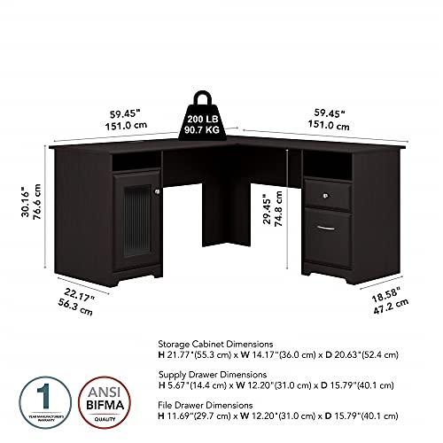 Bush Furniture Cabot L Shaped Computer Desk in Espresso Oak