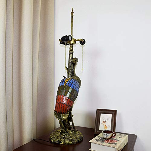 Xiaochen Antique Tiffany Style 20" Reading Lamp with Crimson Dragonfly Glass Lampshade