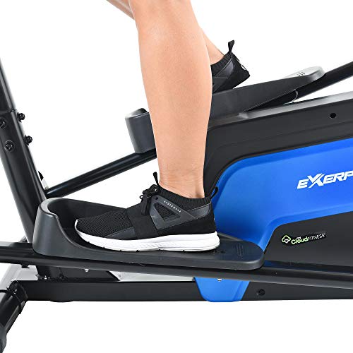 EXERPEUTIC 6000 QF Magnetic Elliptical with Bluetooth MyCloudFitness App, Black and Blue