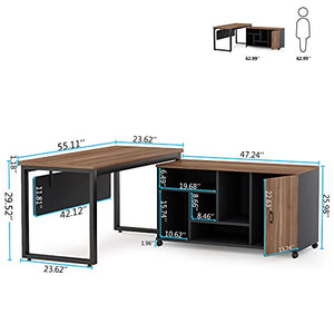 Tribesigns L-Shaped Computer Desk with 47 Inch Mobile File Cabinet, Large L Computer Office Desk with Storage Shelves, Modern Business Furniture with Printer Filing Stand for Home Office