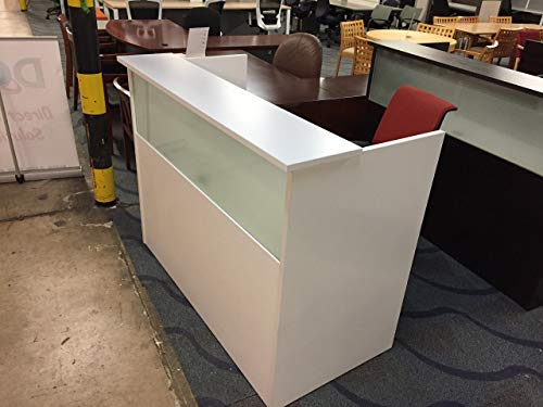DFS Designs DFS Reception Desk Shell which fits a 15" Monitor - 48" W by 24" D by 44" H White W/Frosted Glass Front
