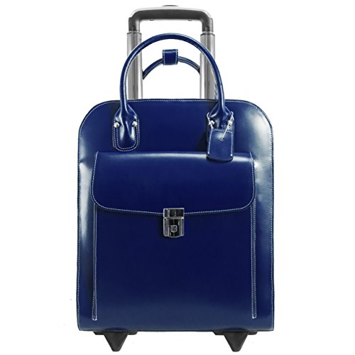 McKlein, L Series, Uptown, Top Grain Cowhide Leather, 15" Leather Vertical Wheeled Ladies' Laptop Briefcase, Navy (97697)