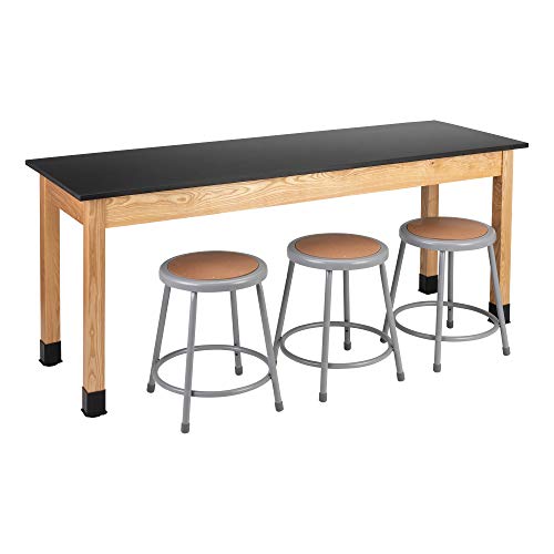 Learniture Heavy-Duty School Science Lab Table with Phenolic Chemical-Resistant Top - 24" x 72" x 29" Black