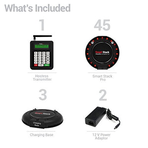 Pagertec Complete Coaster Paging System for Restaurants, Hospitals & Hotels | 1 Transmitter, 3 Charging Bases, 45 Long Range Pagers | Up to 2 Miles Range