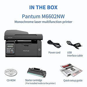 Fax Printer All in One Laser Printer Scanner Copier Fax WiFi Wireless Printer Black and White Printer Pantum M6602NW, Pantum PB-211 Toner Cartridge Standard Yield 1500 Pages