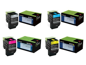 Lexmark 801H (80C1HC0, 80C1HK0, 80C1HM0, 80C1HY0) High Yield 4-Color Toner Cartridge Set