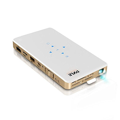 Pyle Pocket Pico Video Projector Full HD 1080p - Mini Portable Cinema Home Theater, Wireless Network Multimedia Streaming, LCD LED, HDMI & USB Inputs, Manual Focus Lens for Computer & TV-(PRJWIFI70)