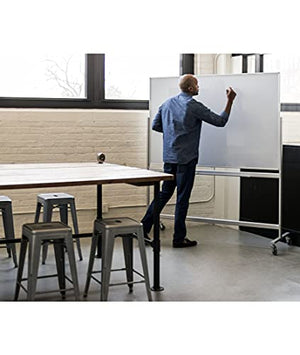 Stand Up Desk Store Rolling Double Sided Mobile Magnetic Glass Marker Dry Erase Board (60" X 40")