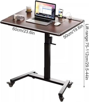ArtRay Height Adjustable Rolling Desk with USB Socket, Portable Laptop Stand Cart