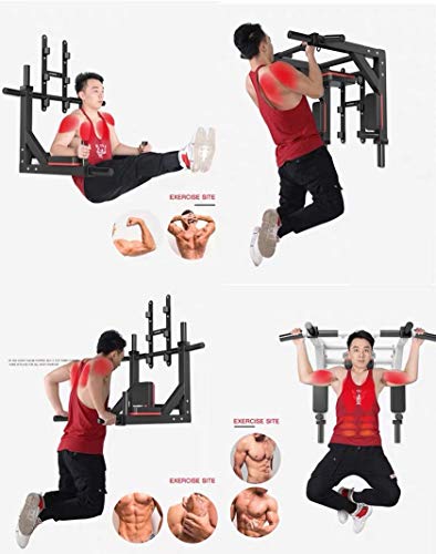 Multi Function Wall Mount Chin Up Bar Height Adjustable Pull-Up Bar Multi Grip Strength Training Equipment for Home Gym 880 LB Weight Capacity (Color : White)