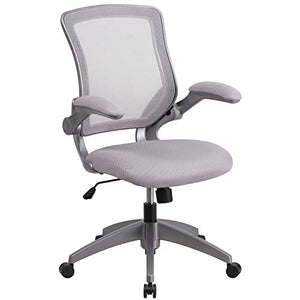 MFO Mid-Back Gray Mesh Task Chair with Flip-Up Arms