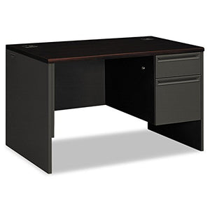 HON 38000 Series Right Pedestal Desk, Mahogany/Charcoal, 48w x 30d x 29-1/2h