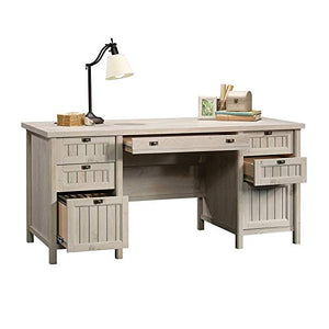 Pemberly Row Home Office Executive Desk with 2 Letter/Legal File Drawers in Chalked Chestnut