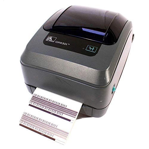 Zebra - GX430t Thermal Transfer Desktop Printer for Labels, Receipts, Barcodes, Tags, and Wrist Bands - Print Width of 4 in - USB, Serial, Parallel, and Ethernet Connectivity (Renewed)