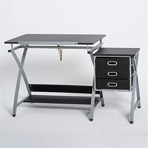 XIONGGG MDF Drafting Table Tilted Tabletop Drawing Desk, Art & Craft Drawing Desk Folding Craft Station, with 3 Slide Drawers