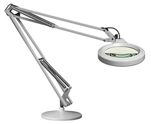 Luxo 18353LG LFM LED Illuminated Magnifier, 30" Arm, 5 Diopter, Weighted Base, Light Gray