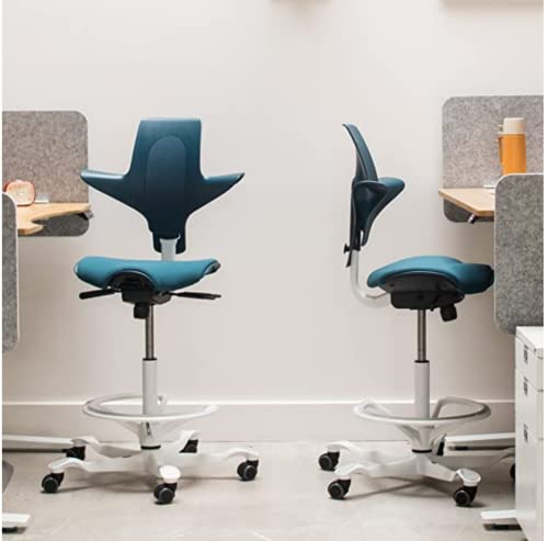 HAG Capisco Puls Adjustable Standing Desk Chair - Silver Frame - Black Full Cushion by HAG