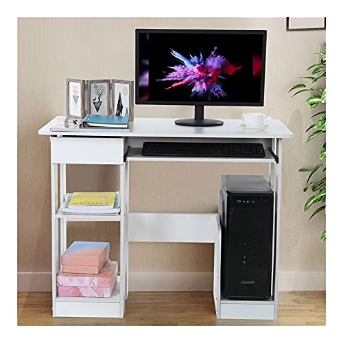 Computer Folding Table Computer Desk with Drawer and Storage Shelves Study Writing Table for Home Office Workstation Study Writing Desk Office Desk