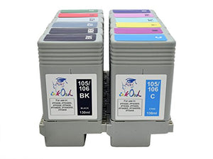 InkOwl Compatible Ink Cartridge Replacement for Canon PFI-105, PFI-106 (130ml, 12-Pack) for iPF6300, iPF6350, iPF6400, iPF6450 Printers
