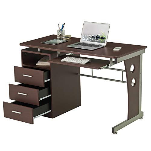 Techni Mobili Computer Desk with Ample Storage, Chocolate, 30" x 22.75" x 47.25", Chocolat