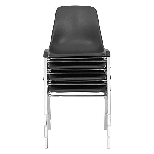 National Public Seating (NPS®) 8100 Series Poly Shell Stacking Chair, Black (4 Pack)
