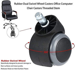 None Castor Office Computer Chair Casters - 360 Degree Rotatable Rolling Wheel Rubber Threaded Shaft - DIY Spare Parts