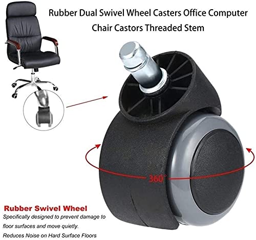 Castor Office Computer Chair Casters - 360 Degree Rotatable Rolling Wheel Rubber Threaded Shaft - DIY Spare Parts
