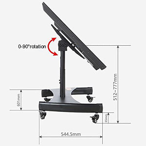 None Mobile TV Cart Rolling Floor Stand, 0-90° Angle Adjustment, Fits 32-75 Inch TVs, Height Adjustable