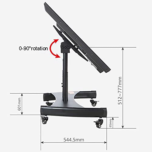 Mobile TV Cart Rolling Floor Stand, 0-90° Angle Adjustment, Fits 32-75 Inch TVs, Height Adjustable