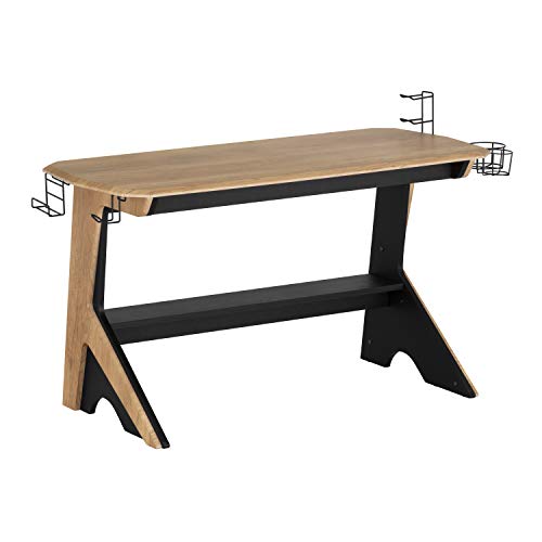 Techni Mobili Home Office Computer Writing Desk Workstation with Two Cupholders and a Headphone Hook-Pine