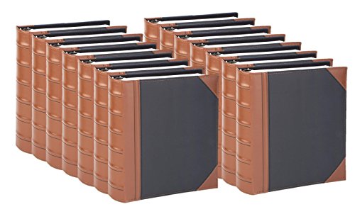 Executive Binder, English Leather 2 Tone with Stitching and Ribbed Spine, Heavy Duty 3 D-Ring with Memo Tag, Black (1.5" inch, 14PK)