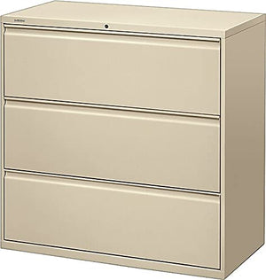 HON 893LL 800 Series Three-Drawer Lateral File Cabinet, 42" Putty