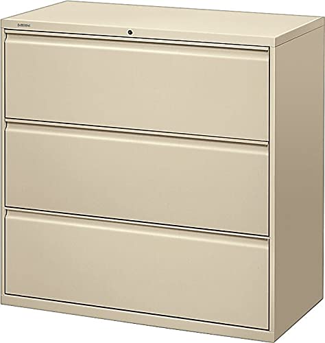 HON 893LL 800 Series Three-Drawer Lateral File Cabinet, 42" Putty