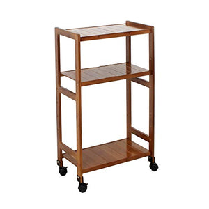 WAOCEO CPU Stand Cart Double-Layer Adjustable Holder with Locking Wheels, Brown - 20 * 10.4 * 33.8in