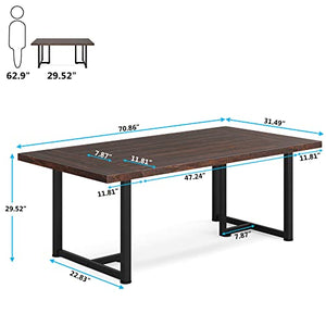 Tribesigns 6FT Conference Table, Large Boardroom Desk, 70.8L x 31.5W x 29.5H, Rustic Brown & Black