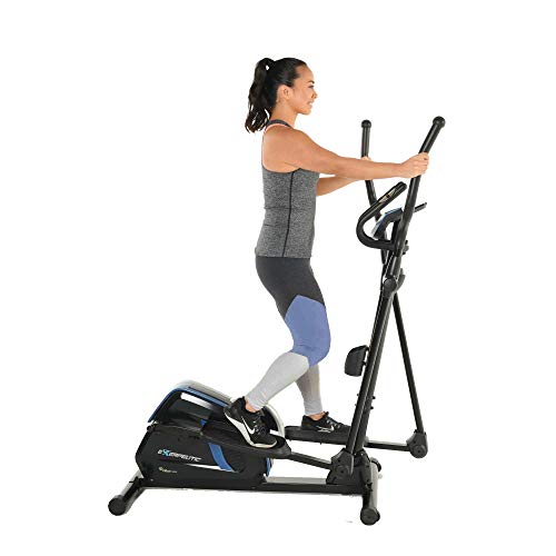 Exerpeutic Magnetic Flywheel Elliptical Trainer Machine for Home Gym with Natural Elliptical Motion, Bluetooth MyCloudFitness Tracking and Pulse Rate Grips, Black Blue