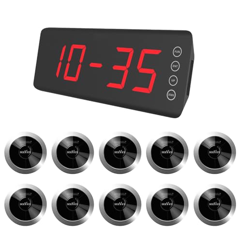 SINGCALL Wireless Home Pager Service Calling System, 10 Pagers + 1 Receiver