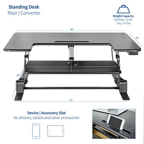 VIVO Black Electric Motor Height Adjustable 36 inch Stand up Desk Converter, Sit to Stand Tabletop Dual Monitor Riser with USB Port, DESK-V000VE