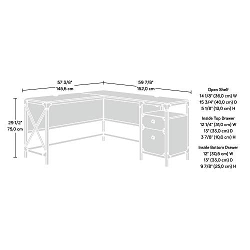Corner Office Desk Industrial Style Storage Drawers L Shaped Workstation Furniture Laptop PC Table Study Writing Reading